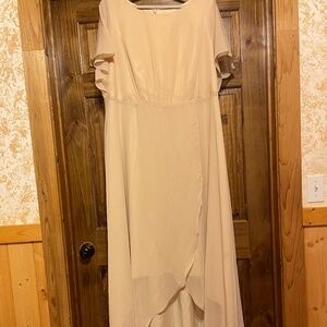 A-line Scoop Asymmetrical Chiffon Bridesmaid Dress With Ruffle